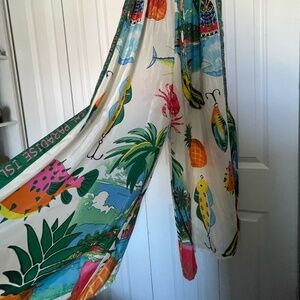 Vintage 90s Fred Bare Tropical Strapless Jumpsuit | Novelty Island Print